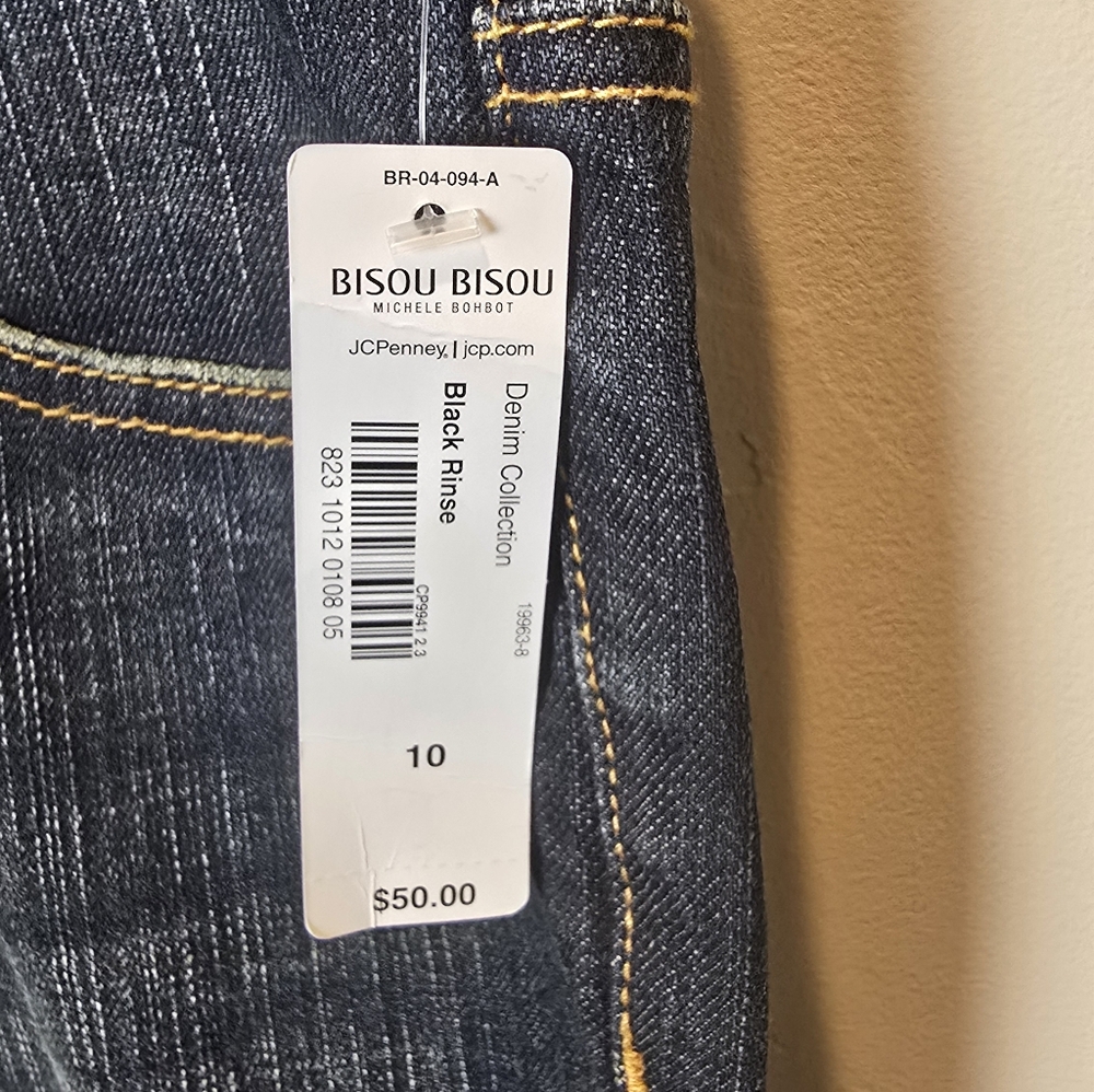 Bisou Bisou Michele Bohbot Stylish Black Denim Women's Jeans NWT - Picture 5 of 6